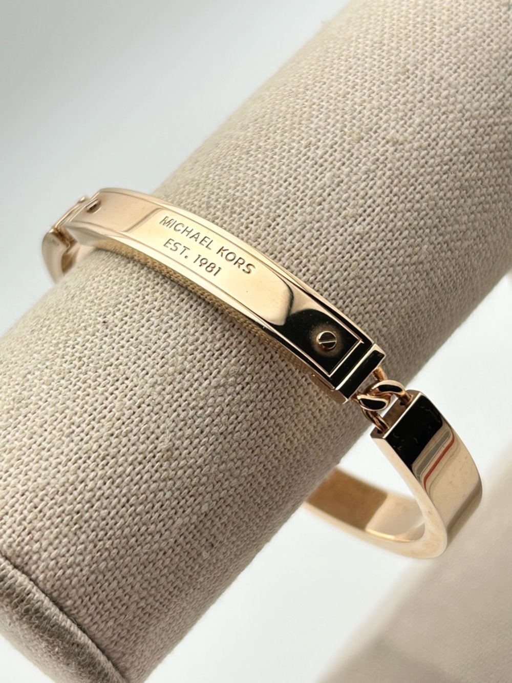 Michael Kors Rose Gold Heritage Plaque Bangle Bracelet